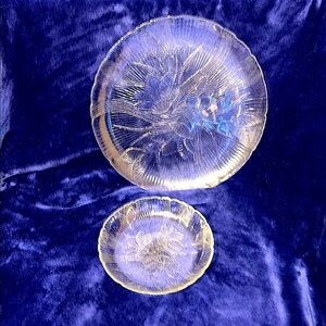 Clear Glass Floral Platter and plate